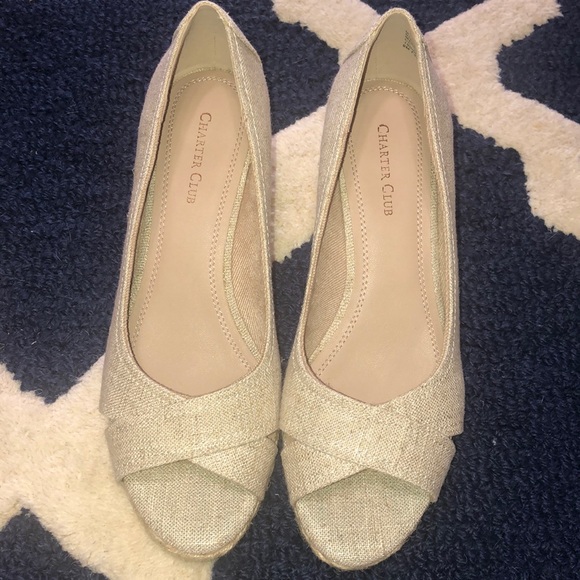 Natural/Gold espadrille wedges - Picture 2 of 6